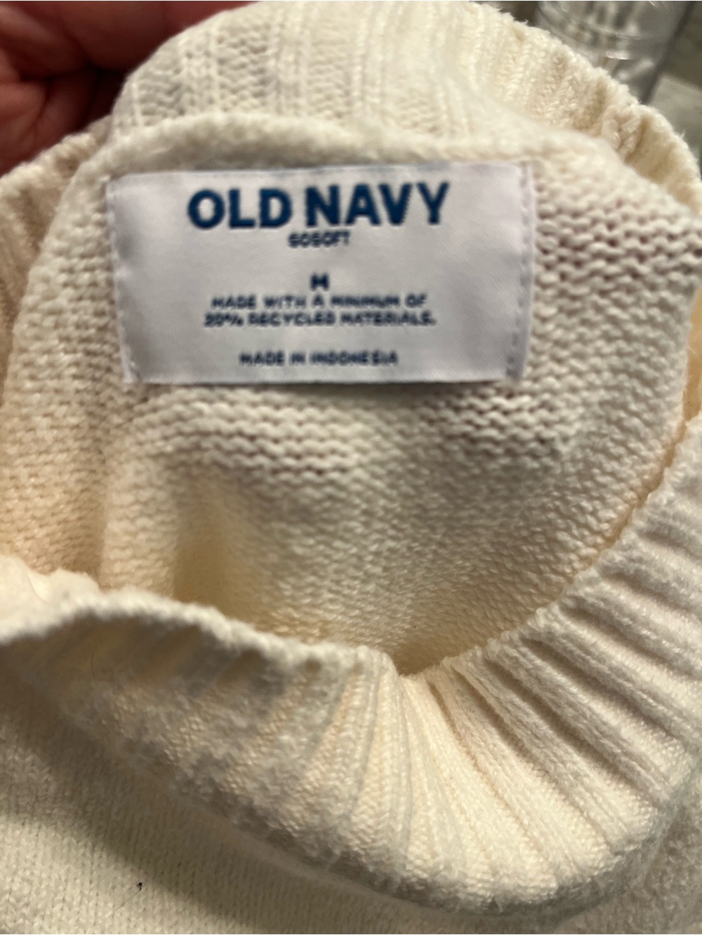 Old Navy Cream Crewneck Ribbed Knit Sweater